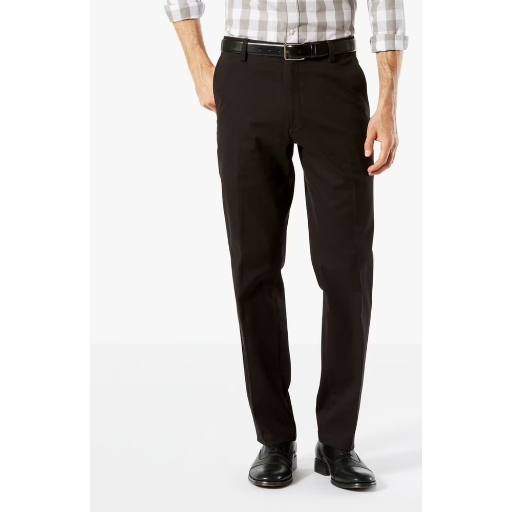 Dockers D2 Straight Fit Black Chino Pants Minimalist 36x32 Smart Casual Cotton
